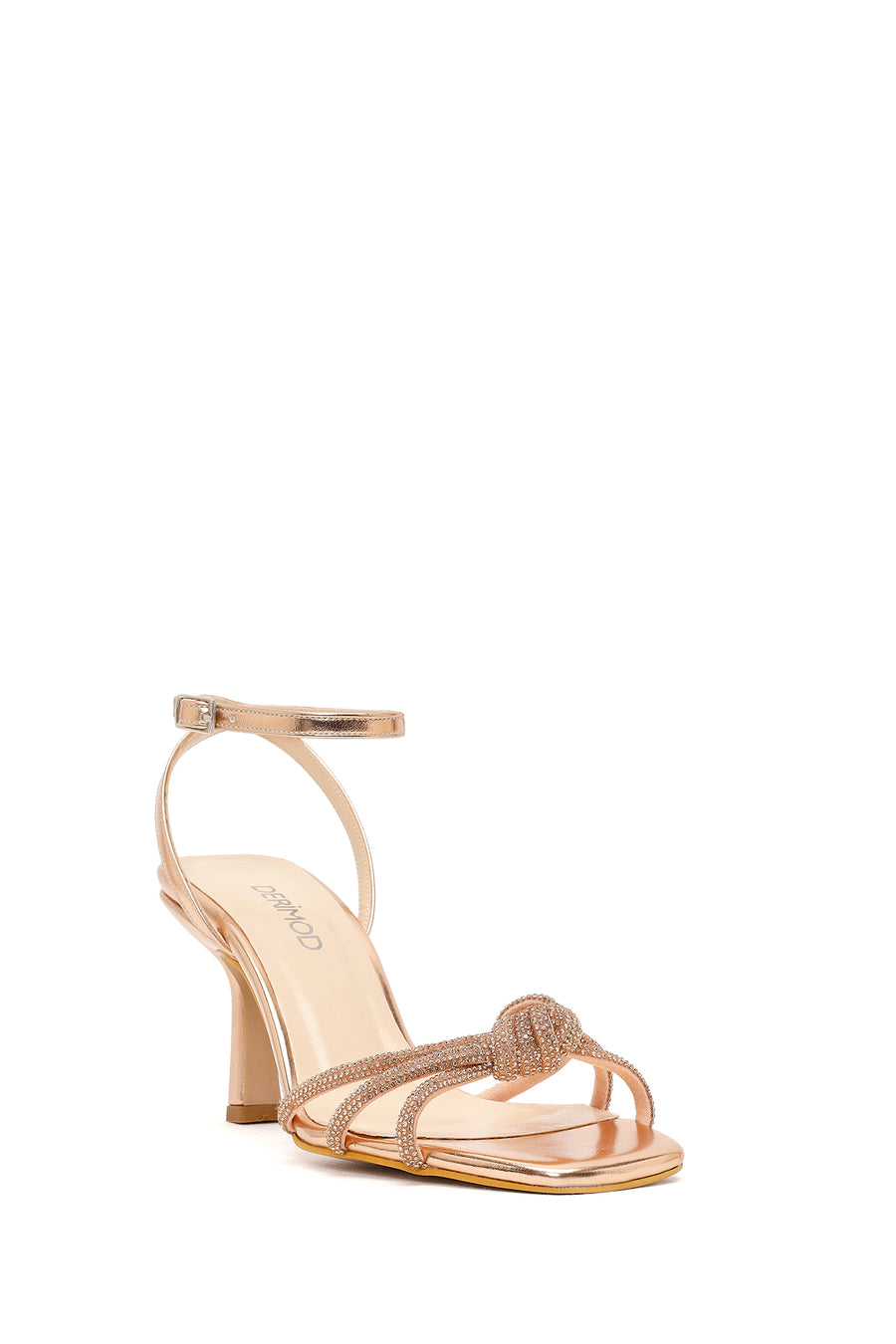 Women's Pink Ankle Buckle Stoned Thin Heel Sandals