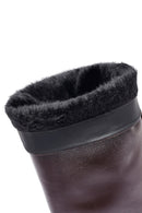Woman Burgundy Thick Heels Leather Boot | Derimod
