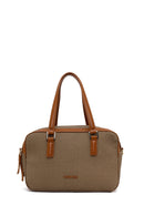 Woman Khaki Long-Strap Printed Shoulder Bag | Derimod