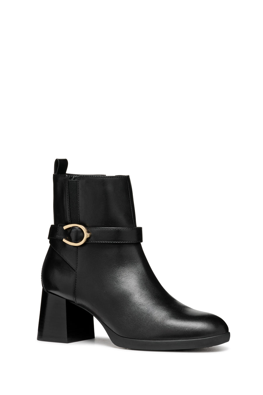 Geox Women's Black Walk Pleasure Zippered Thick Heel Leather Boots