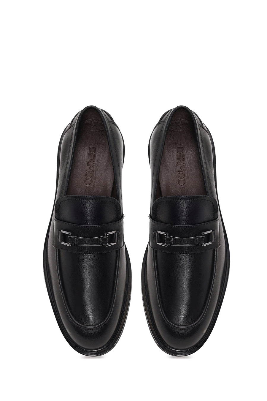 Erkek Siyah Tokalı Deri Klasik Loafer