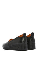 Women's Black Platform Heel Leather Comfort Loafer | Derimod