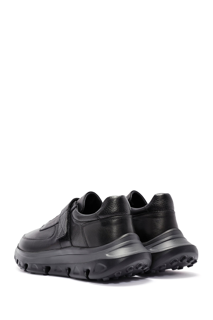 Erkek Siyah Bantlı Deri Sneaker