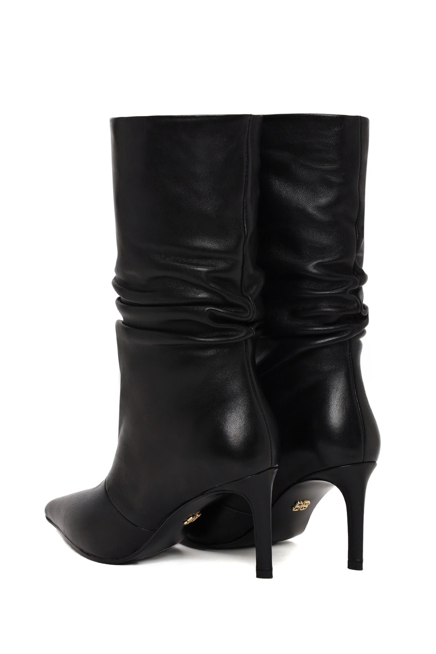 Woman Black Thin High-Heeled Leather Boots
