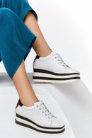 High-Sole Women's Leather Sports Shoes | Derimod