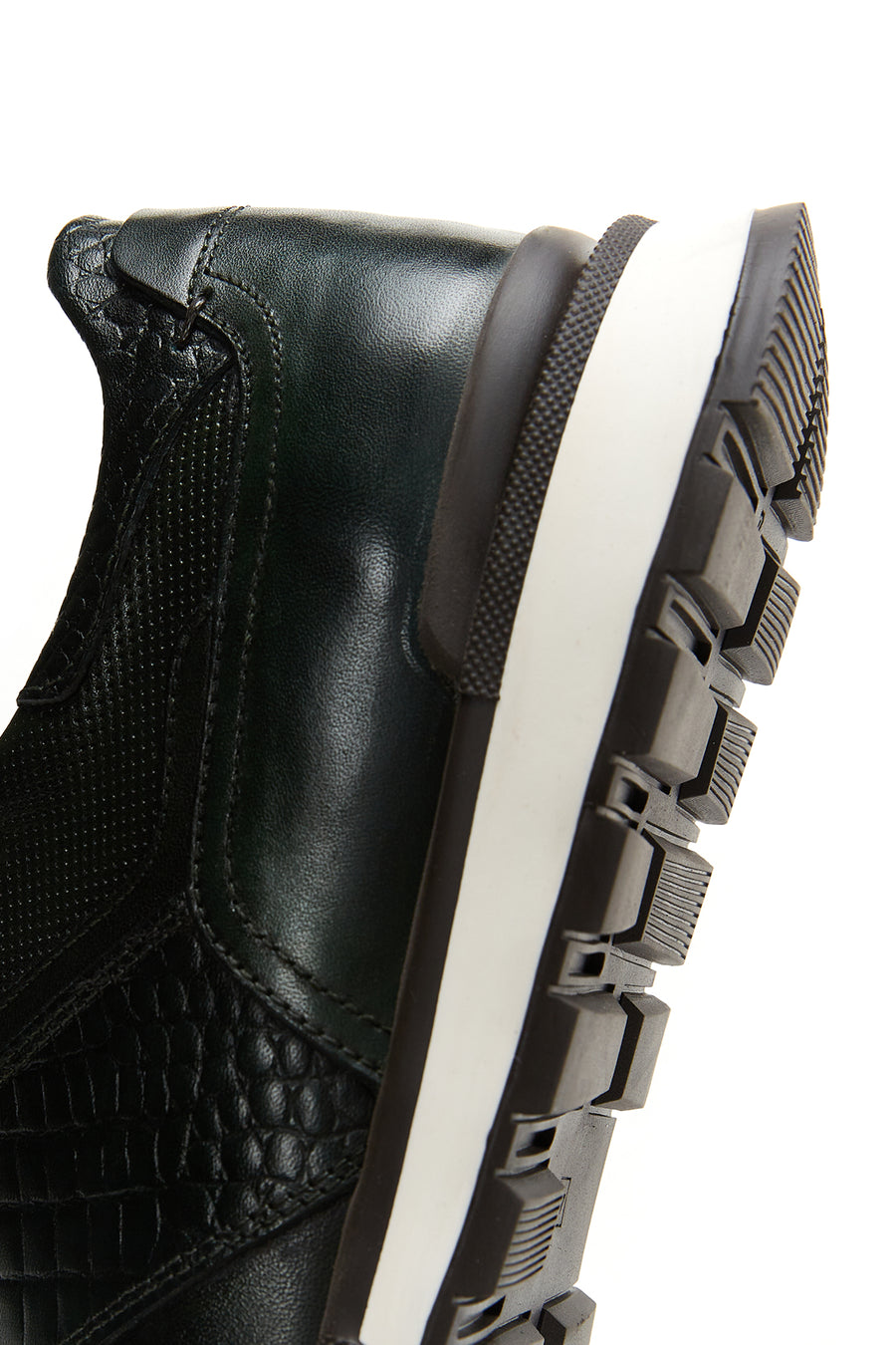 Erkek Yeşil Deri Baskılı Sneaker