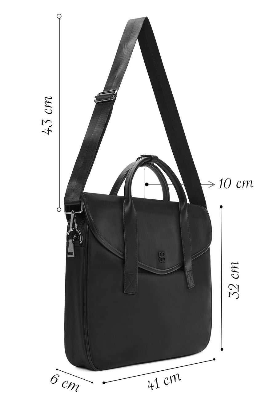 Women's Black Long Strap Briefcase