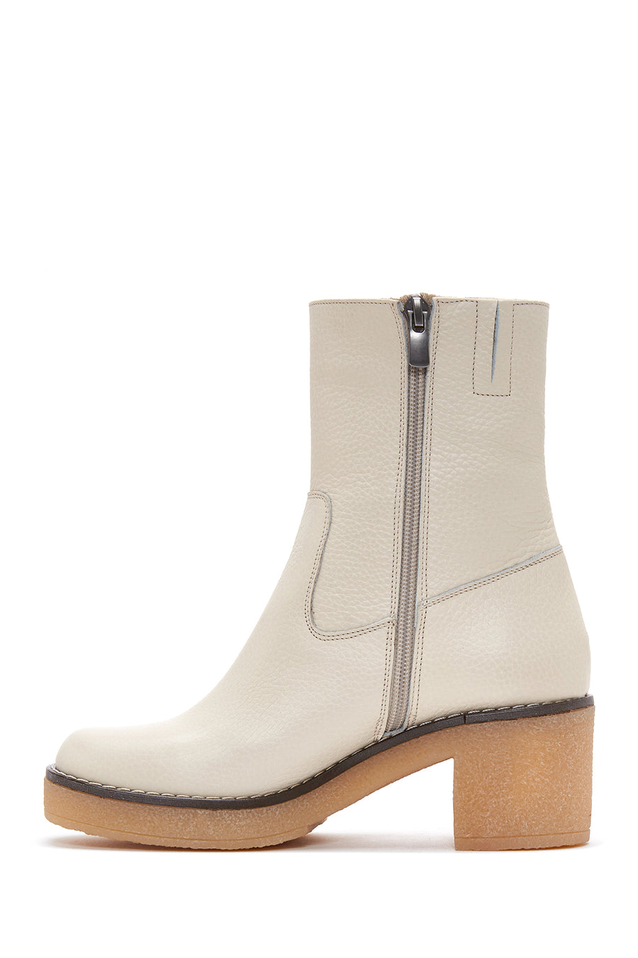 Women's Leather Zippered Heeled Boots