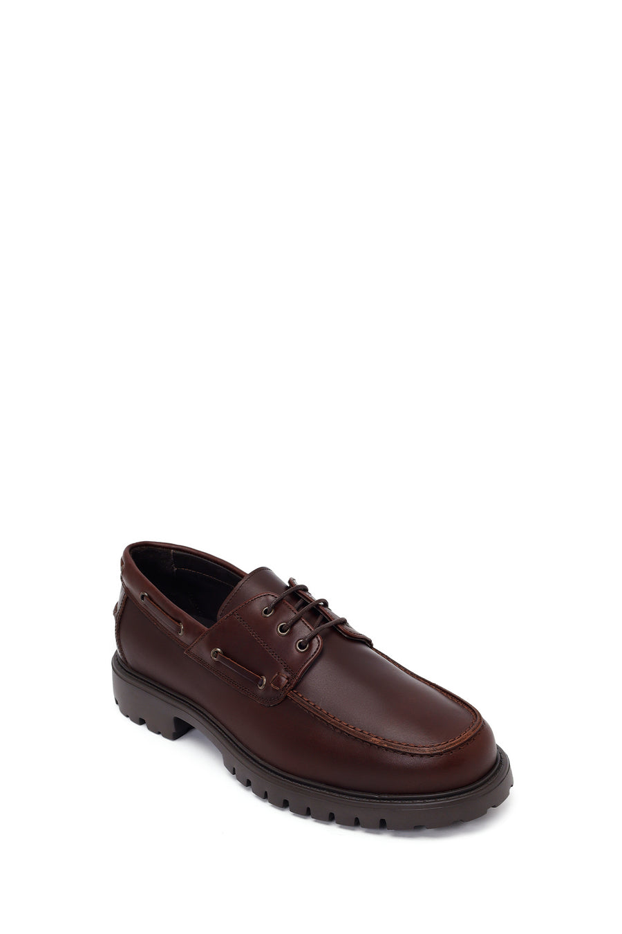 Male Brown Lace-Up Thick-Soled Leather Casual Shoes