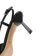Women's Black Open Back Thin Heeled Leather Shoes | Derimod