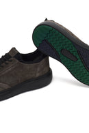 Male Gray Lace-Up Thick-Soled Nubuck Leather Sneaker | Derimod