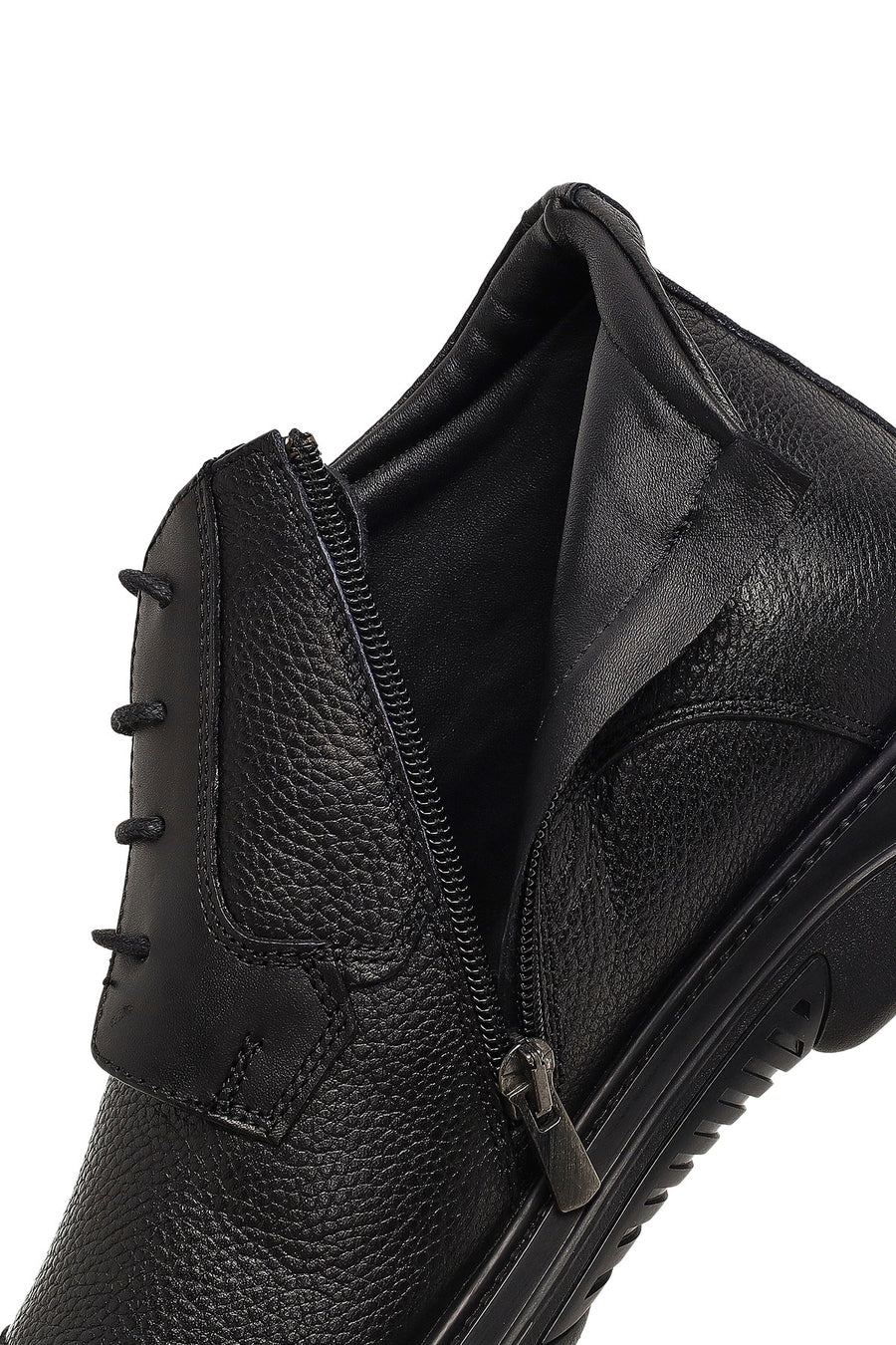 Male Black Zip Closure Leather Boots