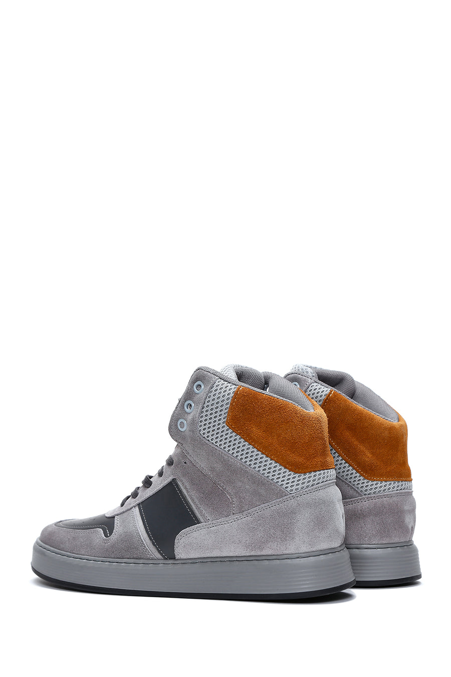 Men's Gray Leather High Top Sneaker