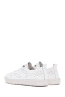 Woman White Lace-Up Patterned Leather Comfort Shoes | Derimod