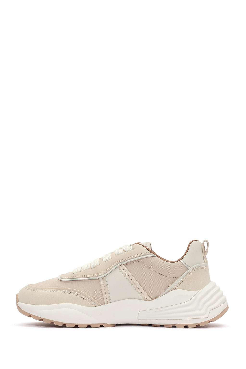 ACBC x DERİMOD Kadın Bej Kalın Tabanlı Bağcıklı Kumaş Sneaker