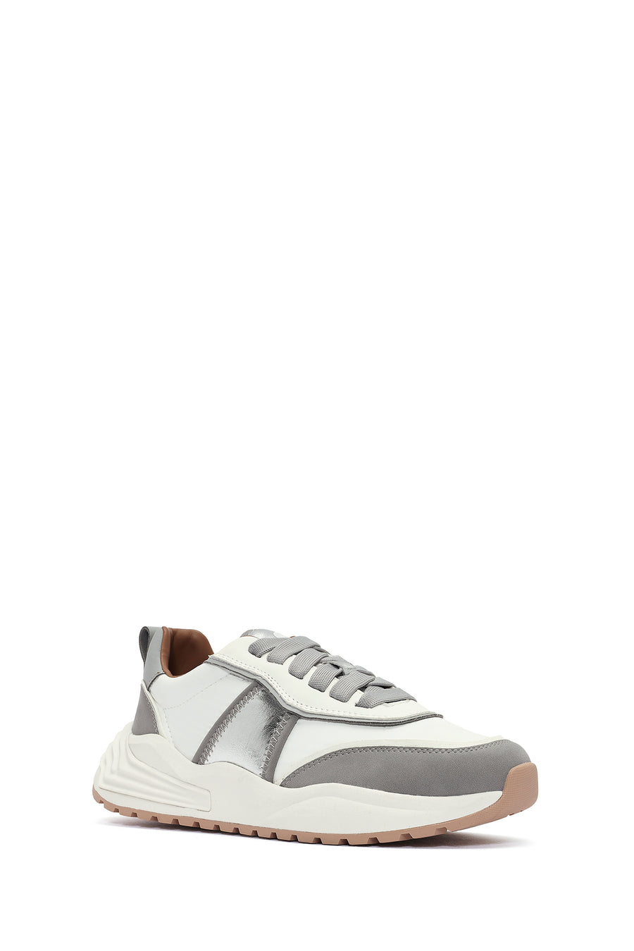 ACBC x DERİMOD Kadın Gri Kalın Tabanlı Bağcıklı Kumaş Sneaker