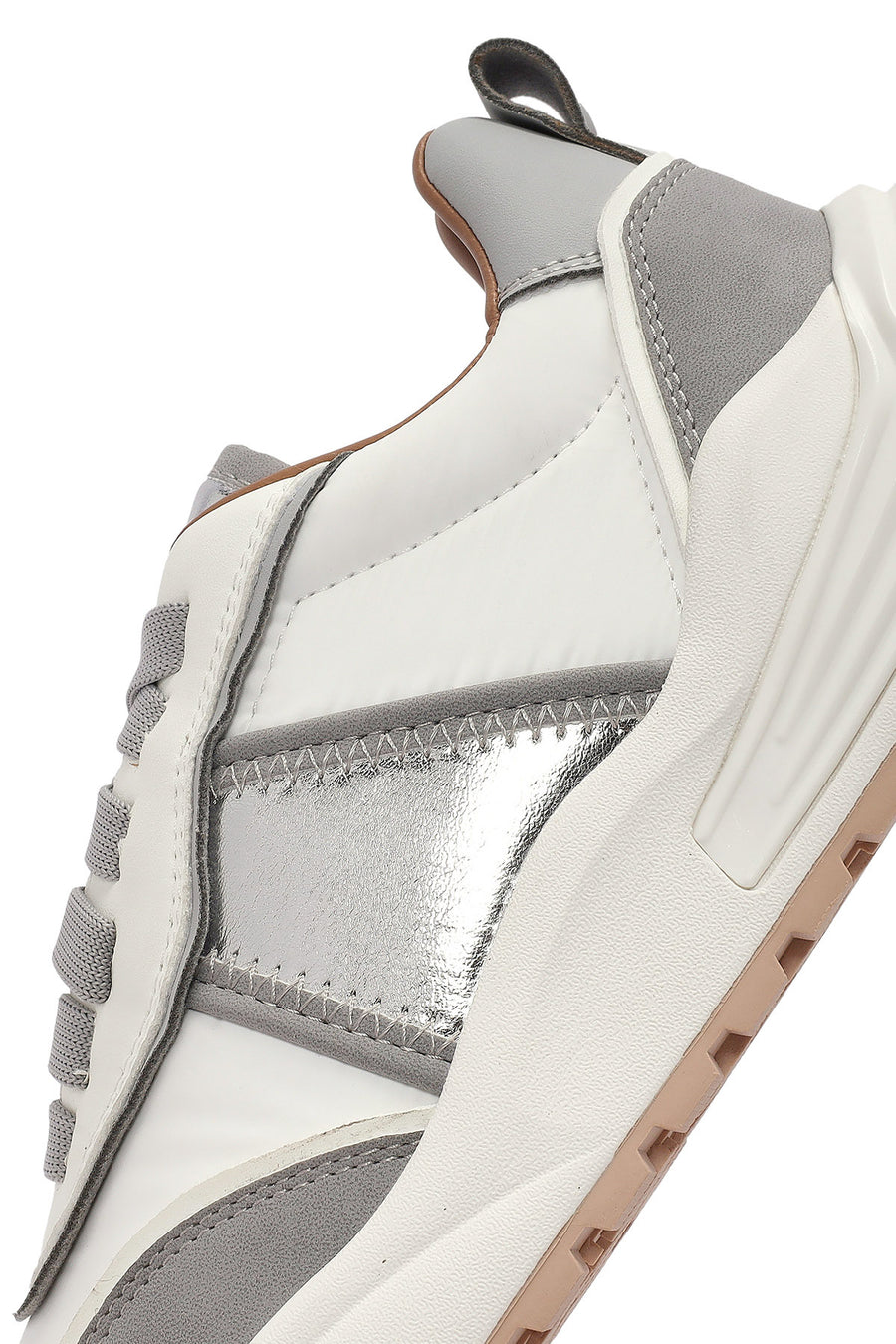 ACBC x DERİMOD Kadın Gri Kalın Tabanlı Bağcıklı Kumaş Sneaker