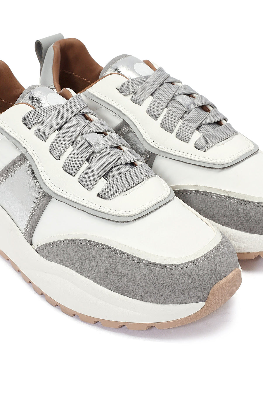 ACBC x DERİMOD Kadın Gri Kalın Tabanlı Bağcıklı Kumaş Sneaker