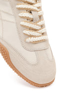 Women's Cream Lace-Up Leather Sneakers | Derimod