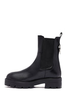 Woman Black Thick Sole Leather Chelsea Boots | Derimod