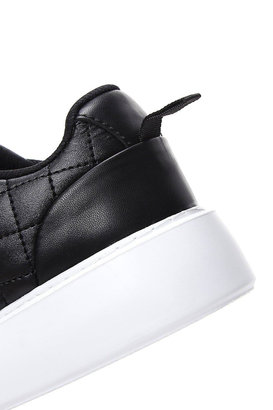 Women's Black Lace-Up Quilted Sneakers