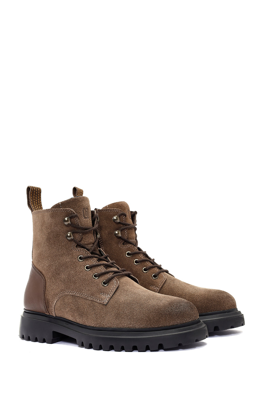 Men's Mink Zipper Lace-Up Suede Leather Casual Boots