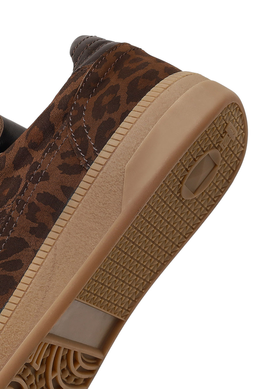 Woman Brown Lace-Up Leopard Print Suede Leather Sneaker