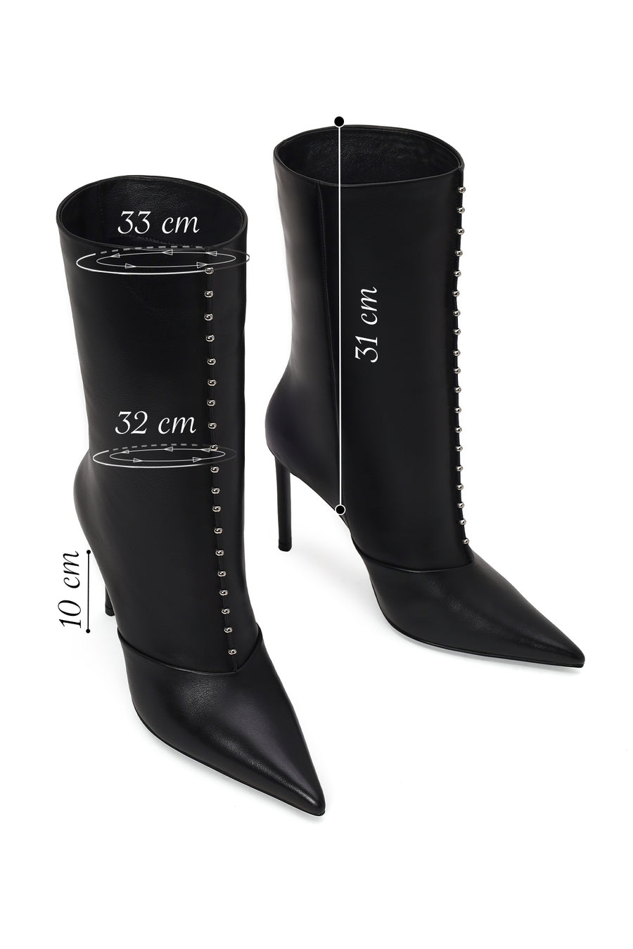Woman Black High Thin Heeled Leather Boots