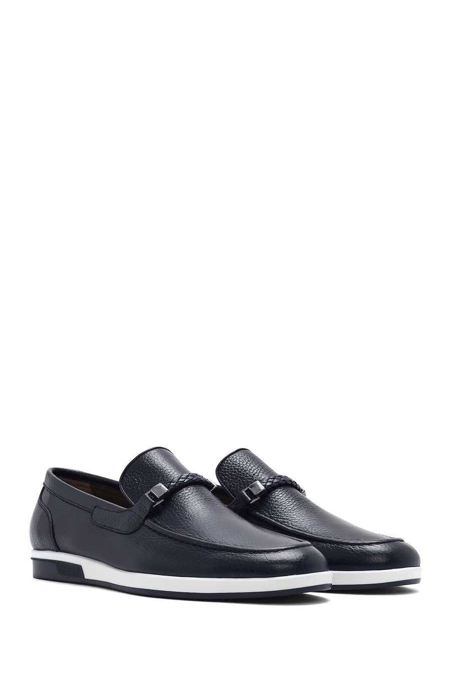 Men's Navy Blue Leather Casual Loafer