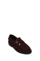 Kadın Bordo Tokalı Süet Deri Maskülen Loafer | Derimod