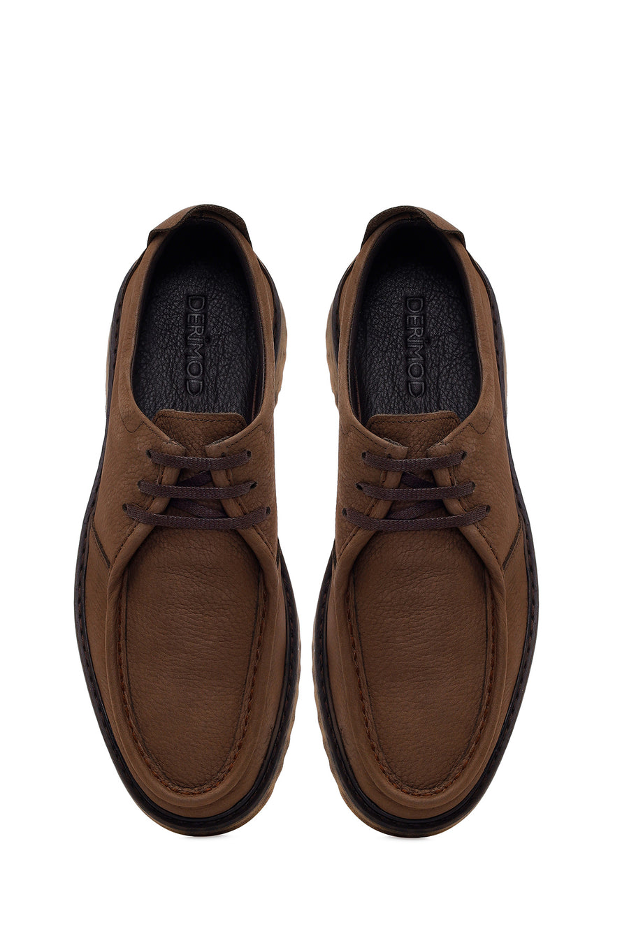 Male Brown Lace-up Nubuck Leather Casual Shoes
