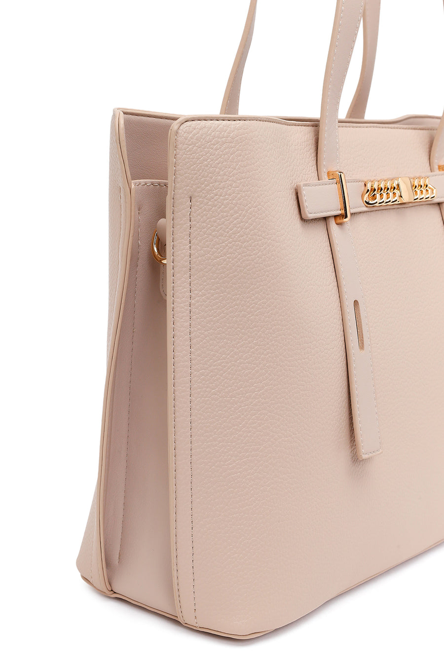 Woman Cream Long-Strap Shoulder Bag