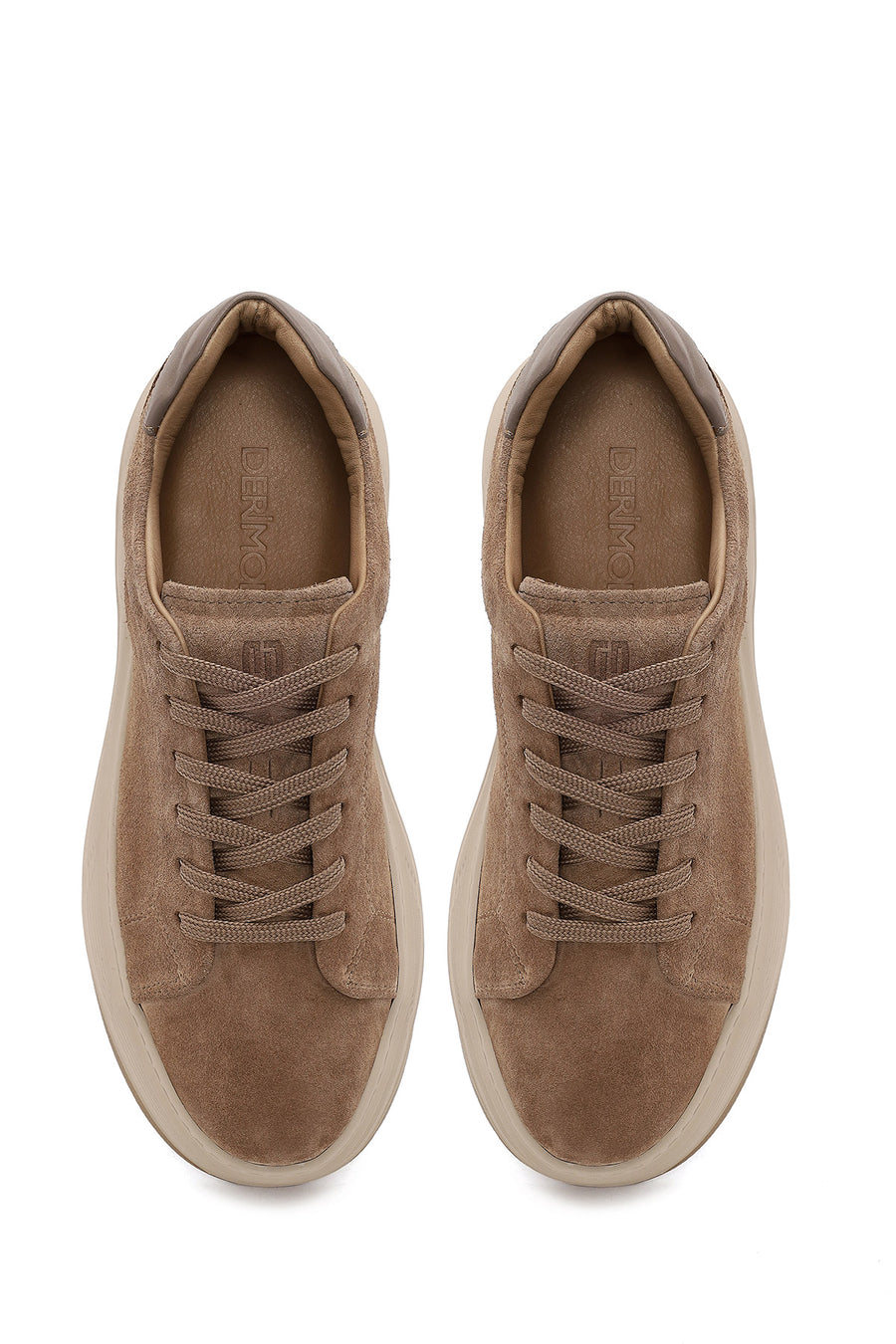 Erkek Vizon Bağcıklı Kalın Tabanlı Süet Deri Sneaker