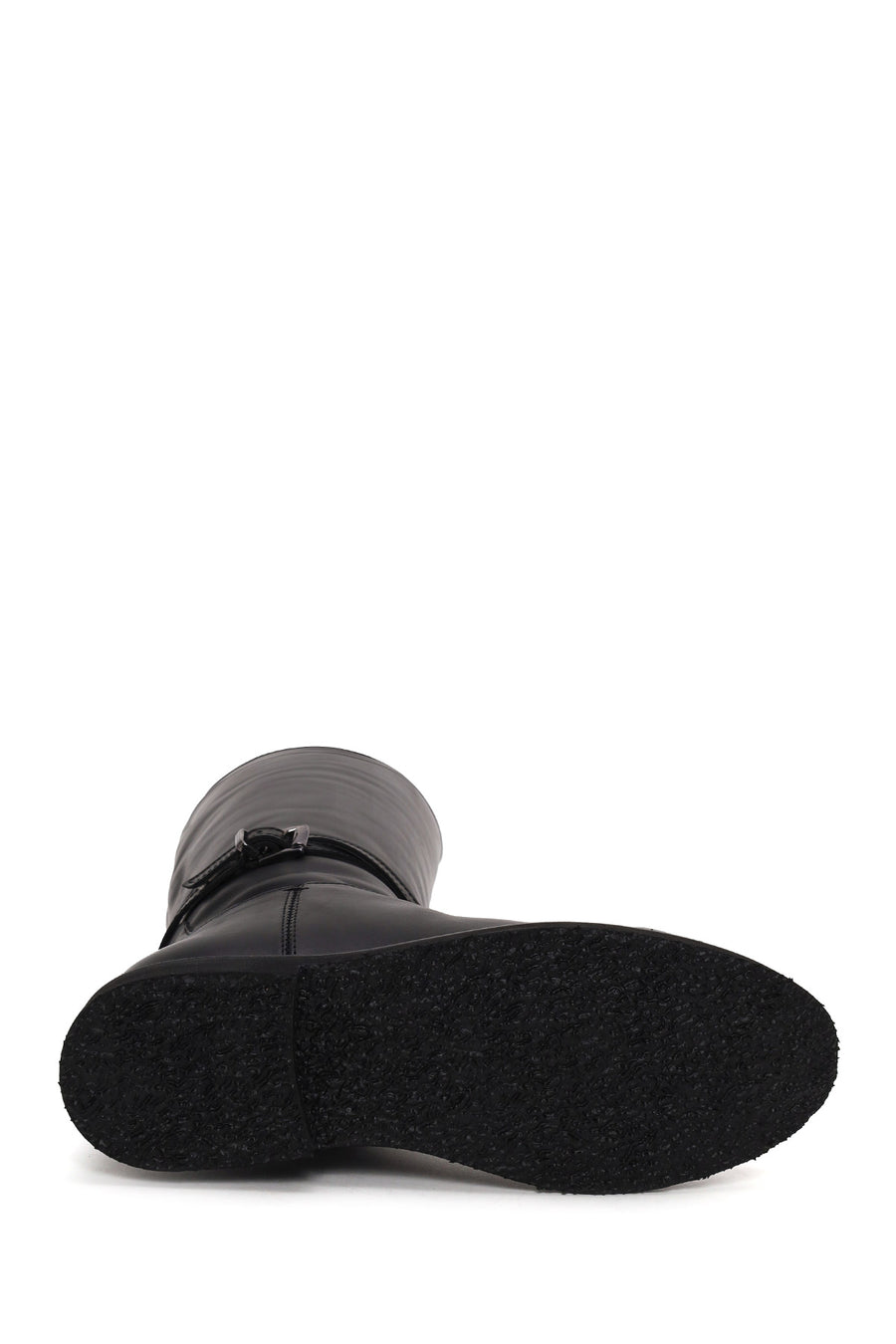 Woman Black Buckle-Detail Leather Boots
