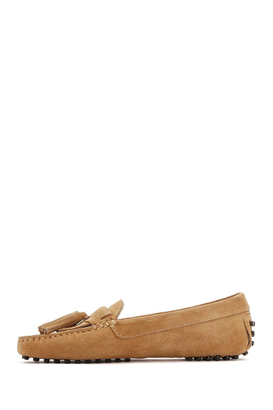 Women's Camel Tassel Suede Leather Loafer
