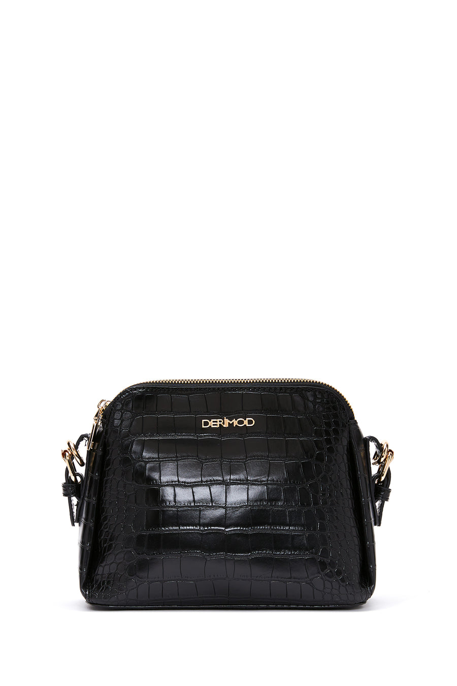 Women's Black Crocodile Cross Bag
