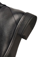 Women's Black Zippered Leather Boots | Derimod