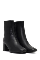 Woman Black Zip Closure Chunky-Heeled Boots | Derimod
