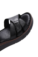 
Women's Black Ankle-Strap Thick Sole Leather Comfort Sandal
 | Derimod