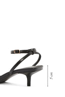 Women's Black Ankle Strap Heeled Patent Leather Sandals | Derimod