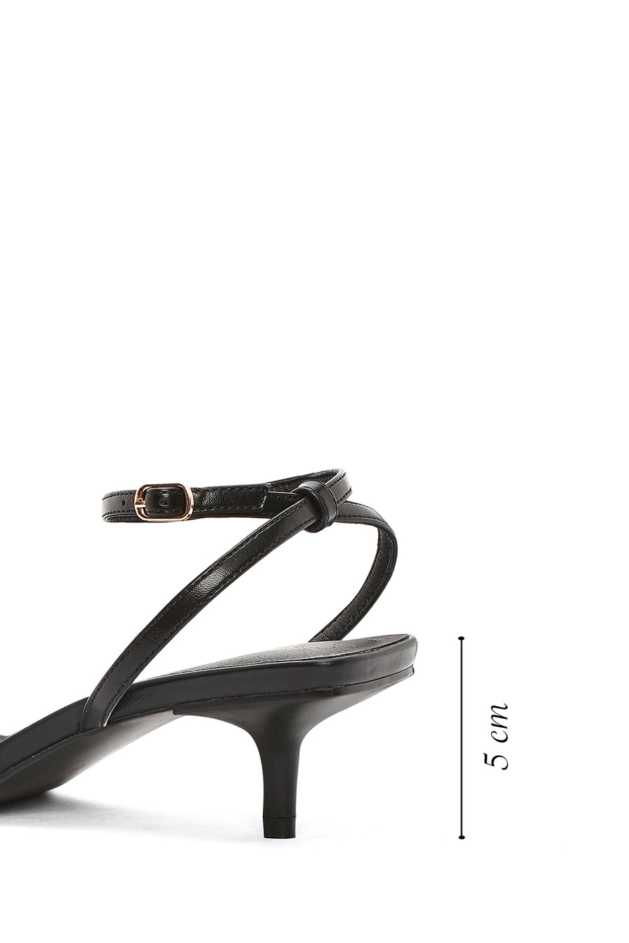 Women's Black Ankle Strap Heeled Patent Leather Sandals