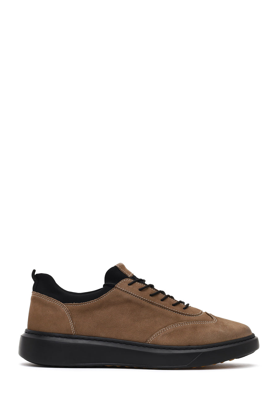 Erkek Vizon Bağcıklı Nubuk Deri Sneaker 25WFD6851V3 | Derimod