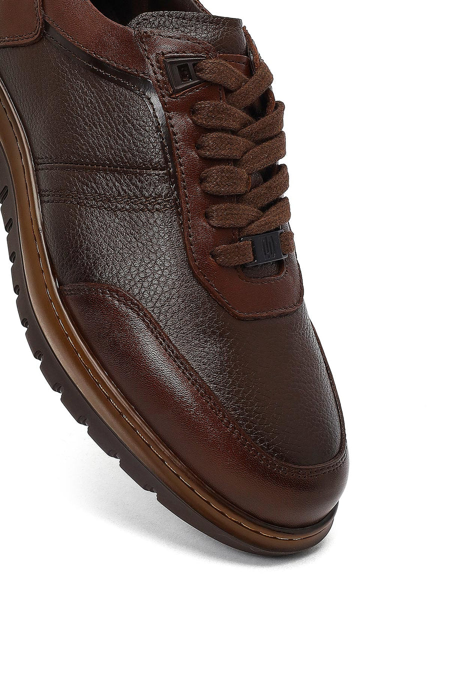 Men's Brown Lace-Up Leather Sneaker