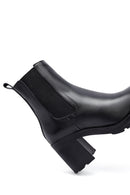 Woman Black Chunky Heels Leather Boat | Derimod