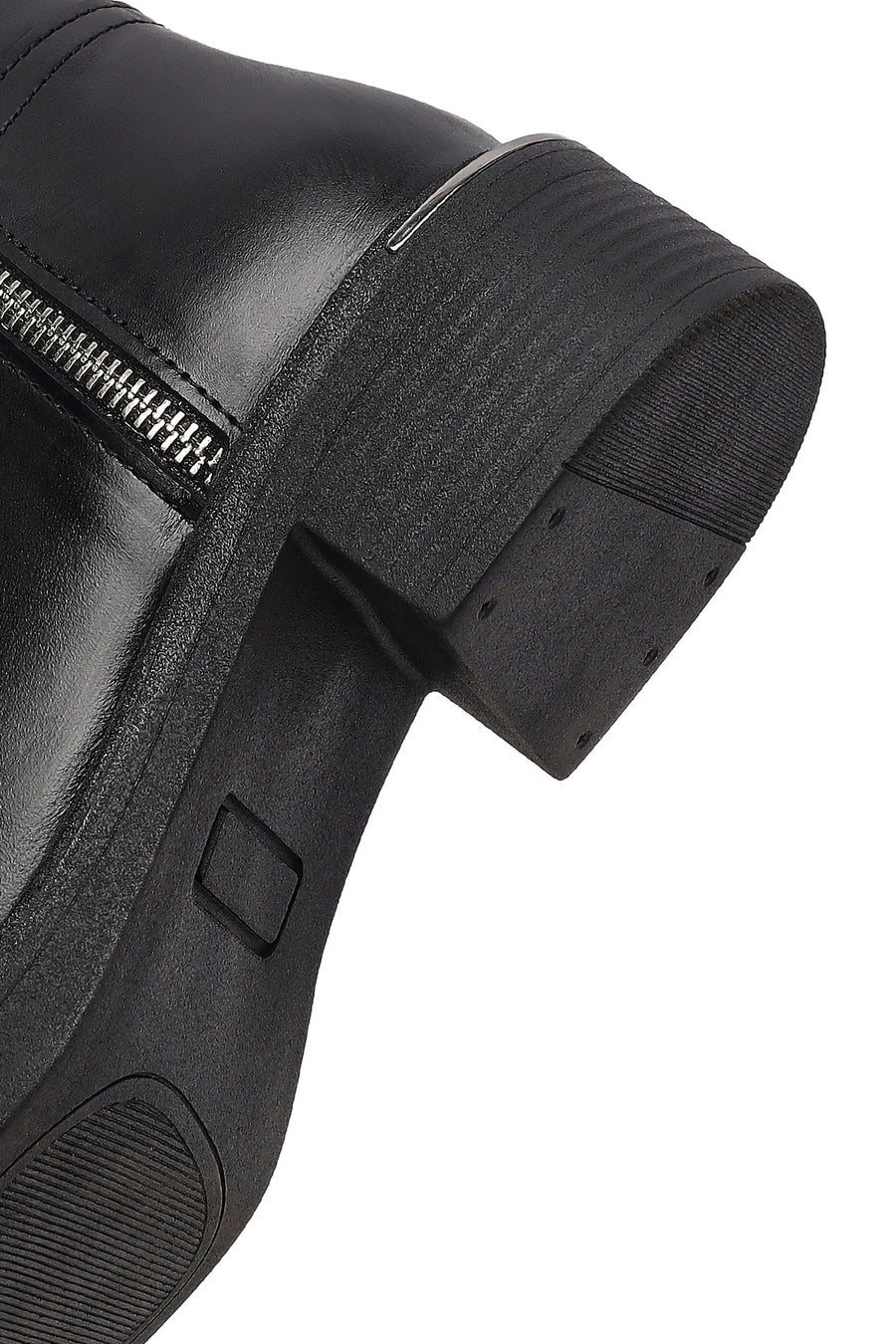 Women's Black Zippered Leather Boots