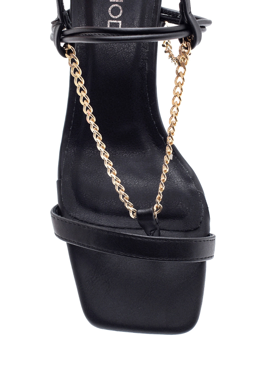 Women's Black Chain Heeled Sandals