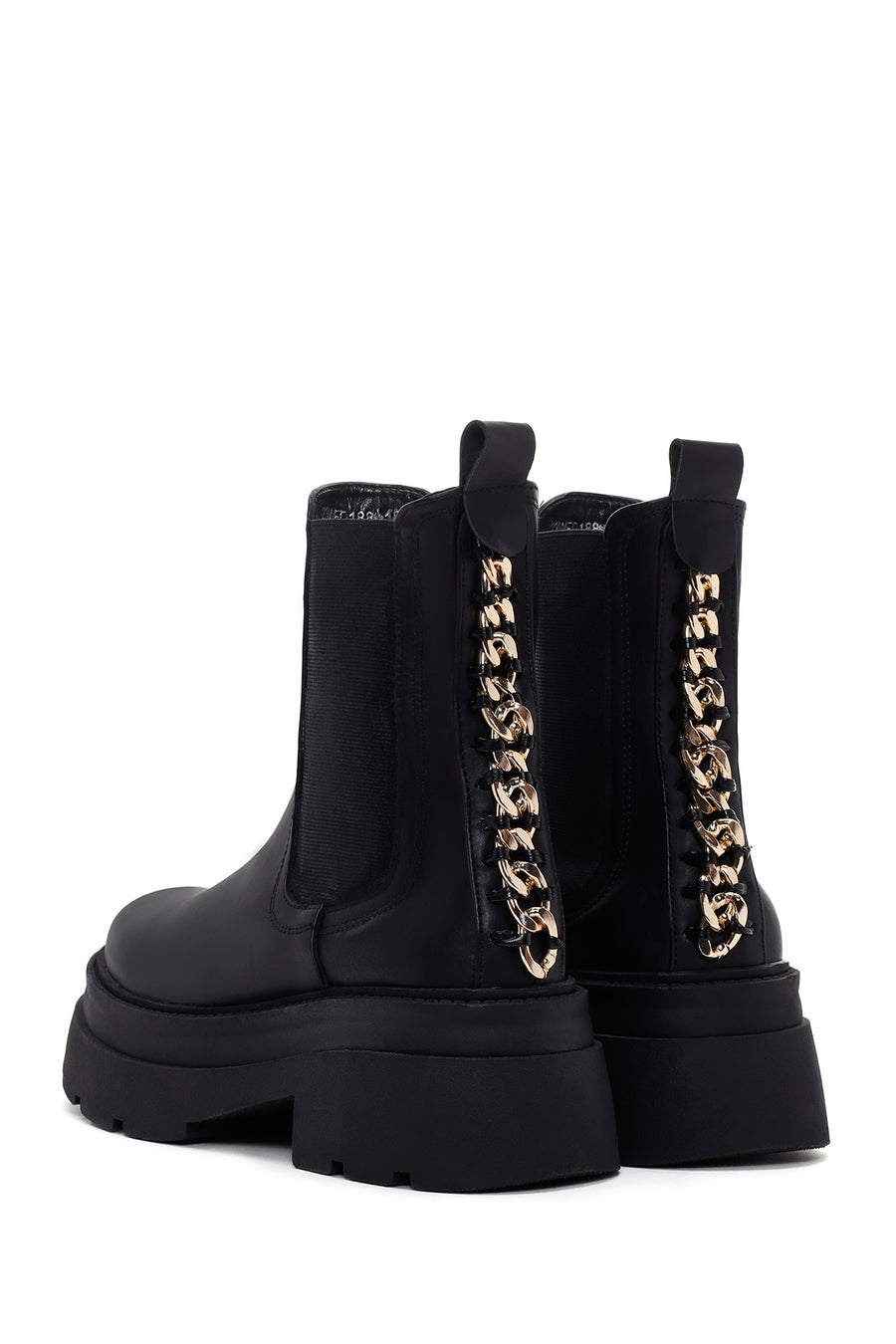 Women's Black Thick Soled Chelsea Leather Boots