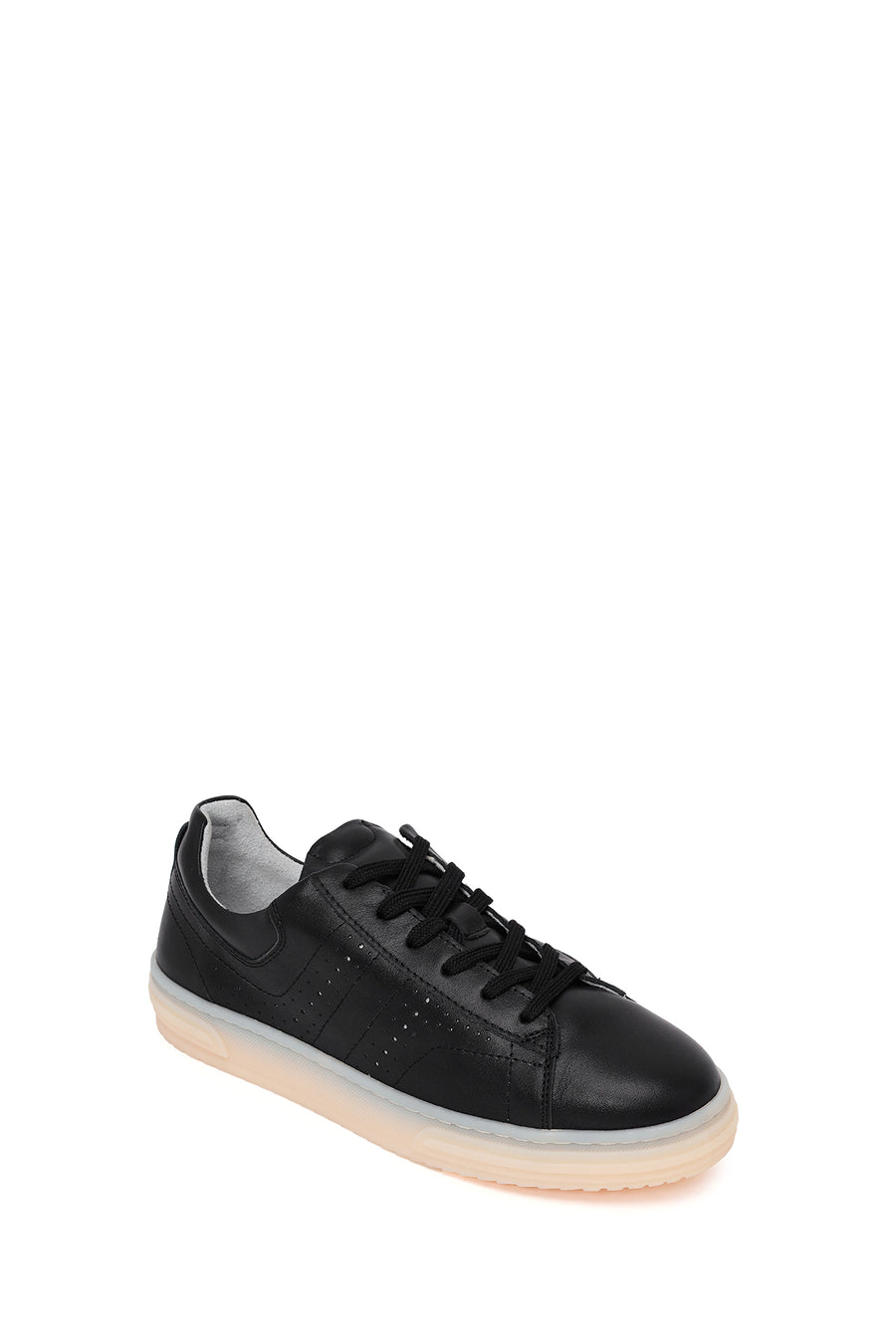 Kadın Siyah Bağcıklı Deri Sneaker