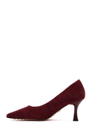 Kadın Bordo İnce Topuklu Süet Deri Stiletto | Derimod