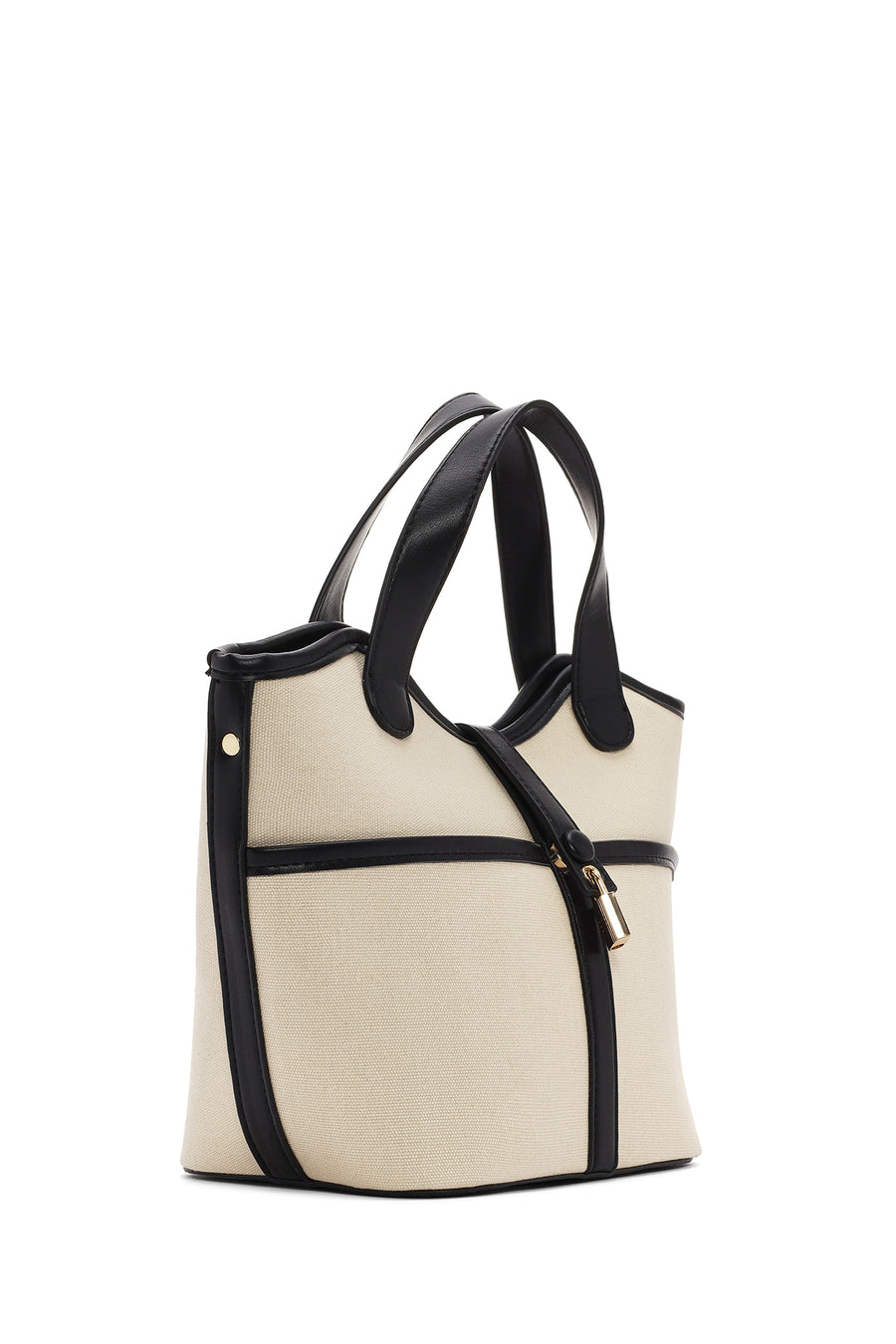 Women's Cream Long Strap Fabric Handbag